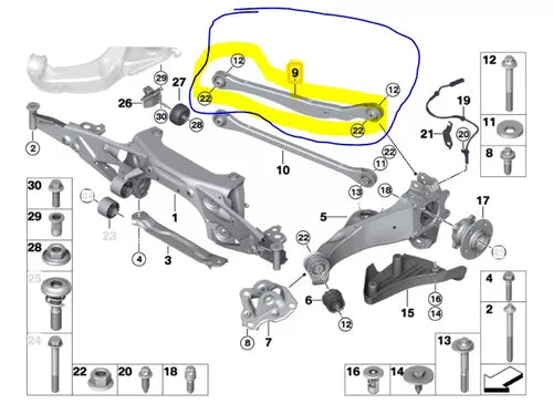 Braço Traseiro Superior Bmw X1 F48 14-21 / X2 F39 2017-2021