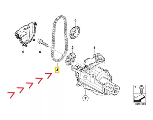 Corrente Bomba Oleo Motor N46 BMW - Original - Xi E84 2006 2007 2008 2009